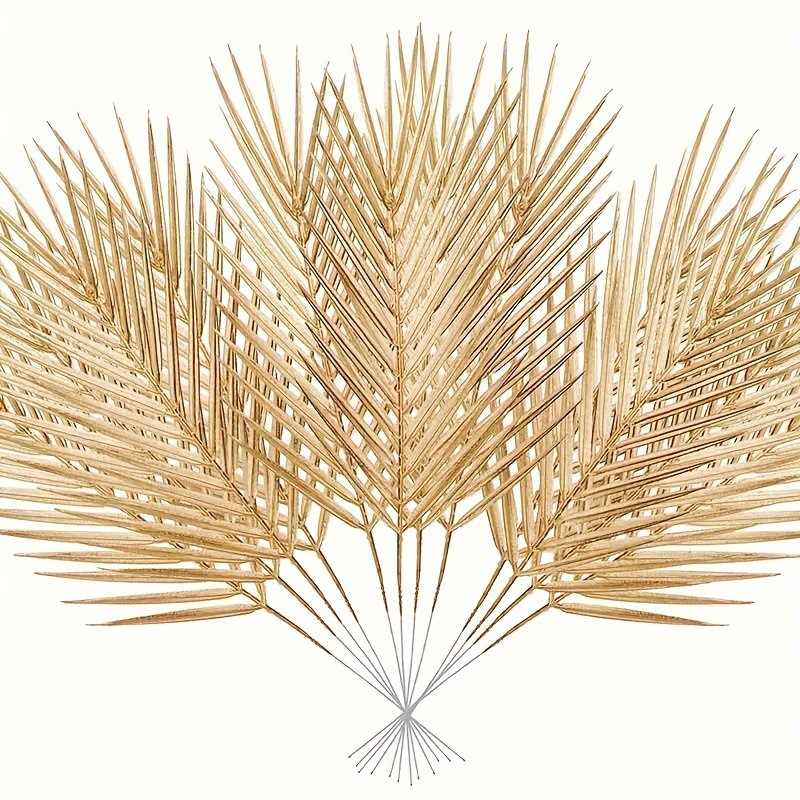 Palm Leaf Dried - 5pcs Golden Artificial Palm Leaves Fake