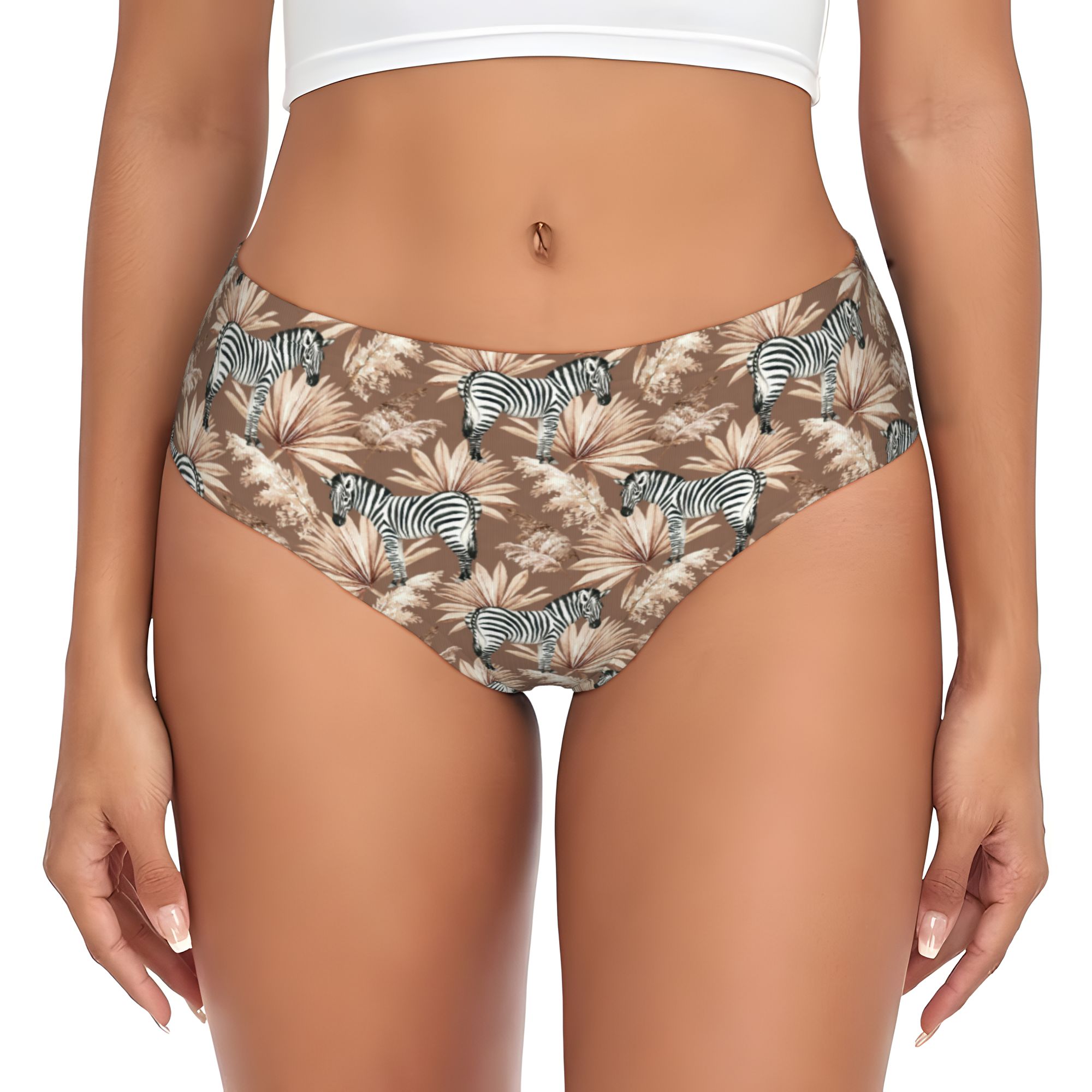 Palm Leaf Dried - Womens Zebra With Dried Palm Leaves