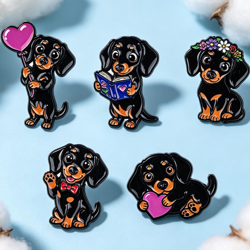 5pcs Cute Dachshund Enamel Pin - Florist Supplies recension och pris