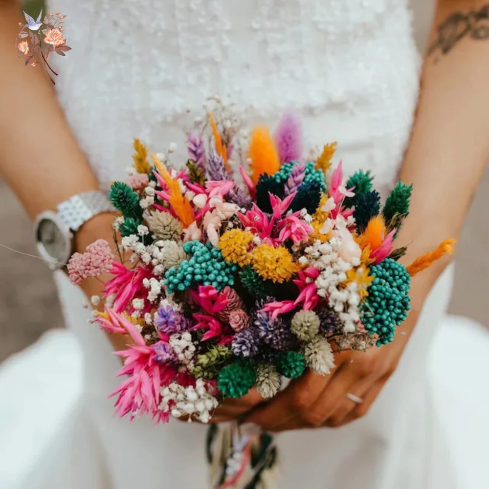 Colorful Dried Flowers Wedding - Dried Flower Bunch recension och pris